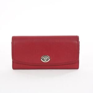 Coach Red Leather Turnlock Wallet